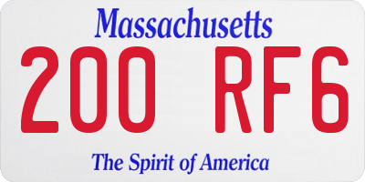 MA license plate 200RF6