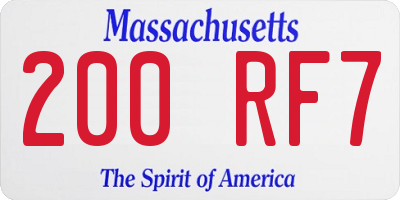 MA license plate 200RF7