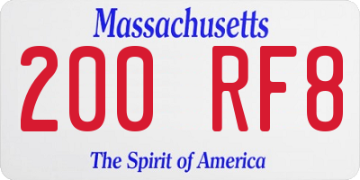 MA license plate 200RF8