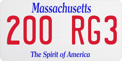 MA license plate 200RG3