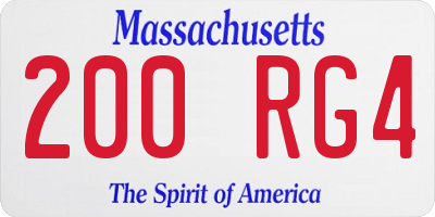 MA license plate 200RG4