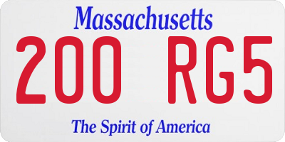MA license plate 200RG5