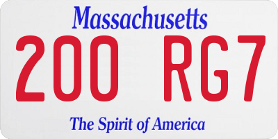 MA license plate 200RG7
