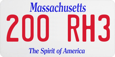MA license plate 200RH3