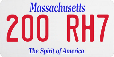 MA license plate 200RH7