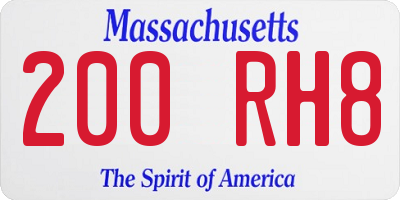 MA license plate 200RH8
