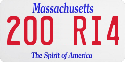 MA license plate 200RI4