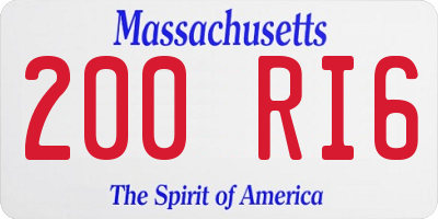 MA license plate 200RI6