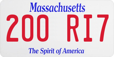 MA license plate 200RI7