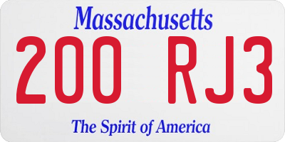 MA license plate 200RJ3