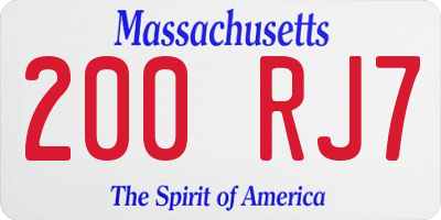 MA license plate 200RJ7