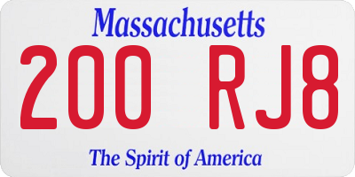 MA license plate 200RJ8