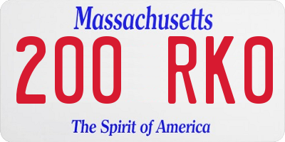 MA license plate 200RK0
