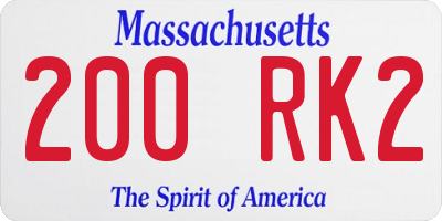 MA license plate 200RK2
