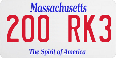 MA license plate 200RK3