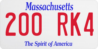 MA license plate 200RK4