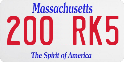 MA license plate 200RK5