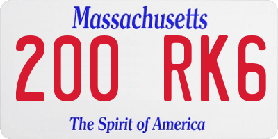 MA license plate 200RK6