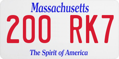 MA license plate 200RK7
