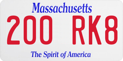 MA license plate 200RK8