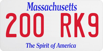 MA license plate 200RK9