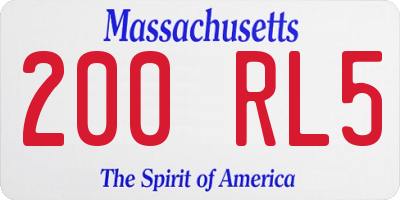 MA license plate 200RL5