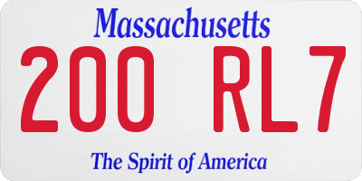 MA license plate 200RL7