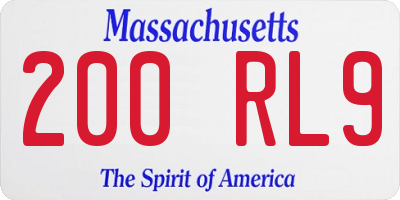 MA license plate 200RL9