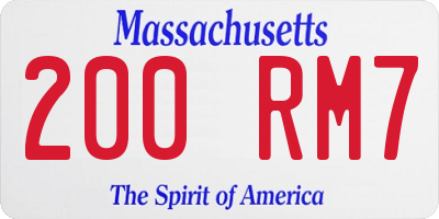 MA license plate 200RM7