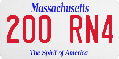 MA license plate 200RN4