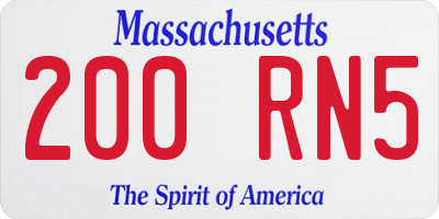 MA license plate 200RN5