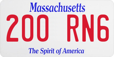 MA license plate 200RN6