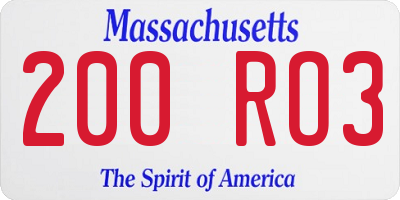 MA license plate 200RO3