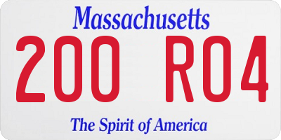 MA license plate 200RO4