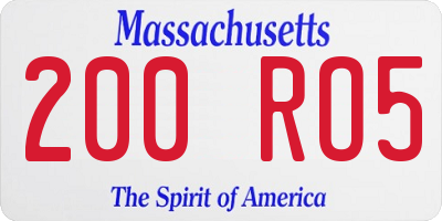 MA license plate 200RO5