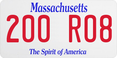 MA license plate 200RO8