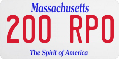 MA license plate 200RP0