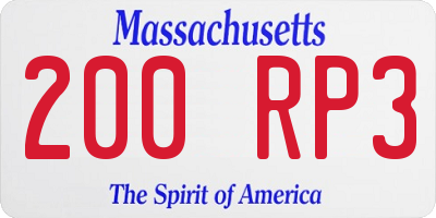 MA license plate 200RP3