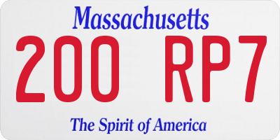 MA license plate 200RP7