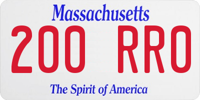 MA license plate 200RR0