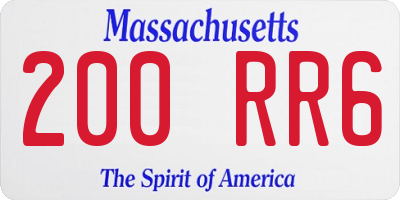 MA license plate 200RR6