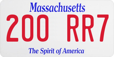 MA license plate 200RR7
