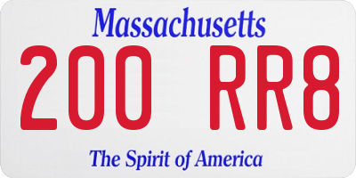MA license plate 200RR8