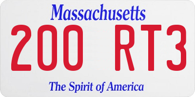 MA license plate 200RT3