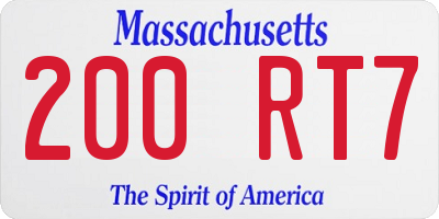 MA license plate 200RT7