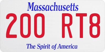 MA license plate 200RT8