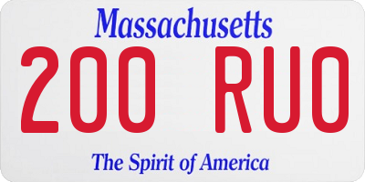MA license plate 200RU0