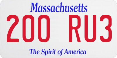 MA license plate 200RU3