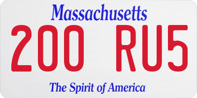 MA license plate 200RU5