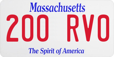 MA license plate 200RV0
